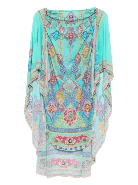 Fustă Camilla cu imagine cu model paisley albastru