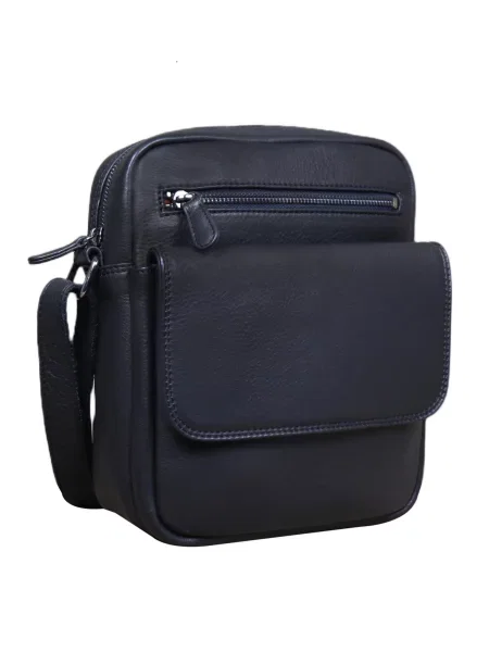 Кожаная сумка через плечо Royalbag черная