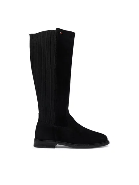 Tommy Hilfiger Μπότες Enamel Flag Suede High Chelsea μαύρο