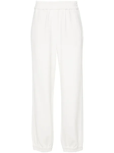 Pantaloni Brunello Cucinelli din jerseu alb