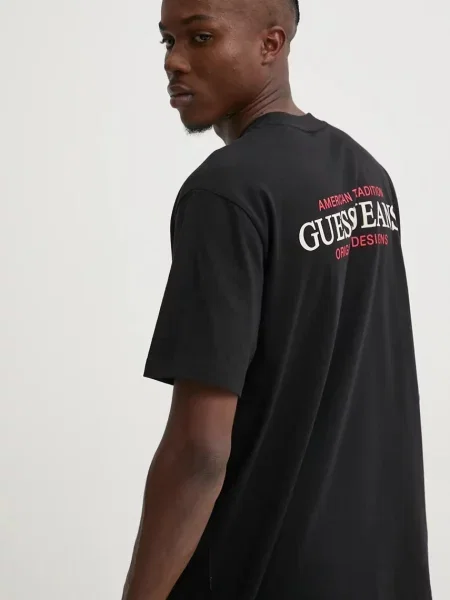 Guess Jeans t-shirt z nadrukiem czarny