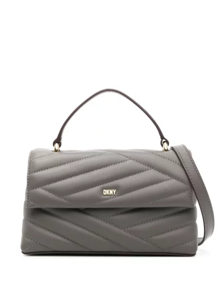 Matlasat geantă shopper Dkny din piele gri