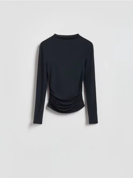 Reserved Longsleeve z marszczeniami czarny