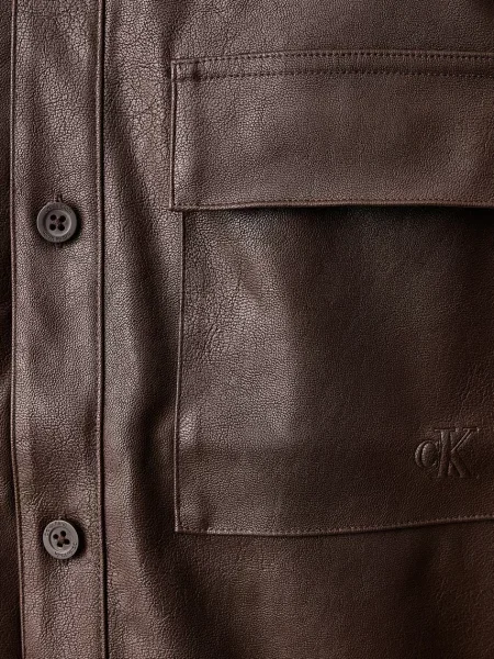 Calvin Klein Jeans яке мъжко от имитация на кожа кафяво