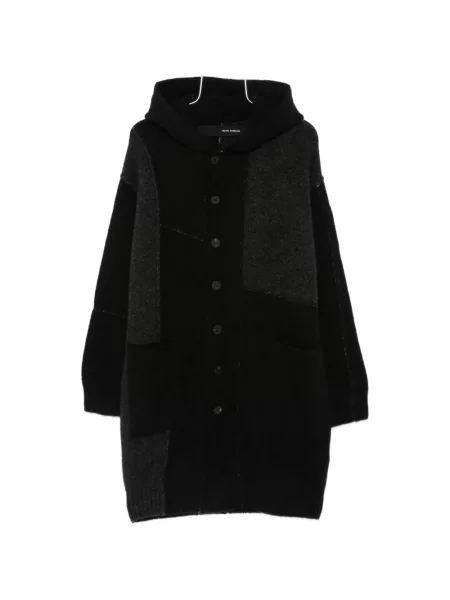 Lung cardigan Isabel Benenato cu glugă negru