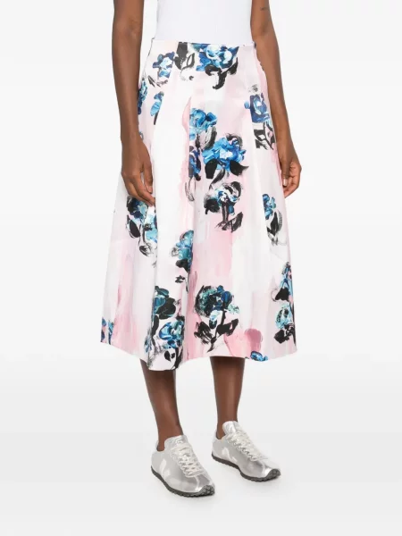 Fustă midi Stine Goya cu model floral cu imagine roz