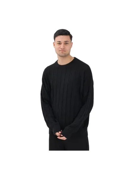 Sweter z dzianiny z okrągłym dekoltem model ‘EASY’ Calvin Klein Jeans czarny