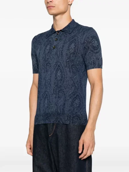 Polo Etro με σχέδιο paisley μπλε