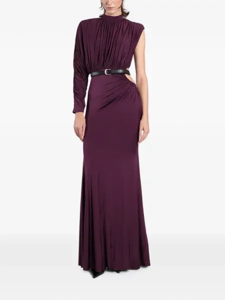 Rochie maxi Self-portrait din jerseu drapată violet