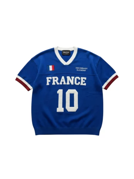 Kleidermafia Tričko Oversize France Knit T-shirt Sax' modrá