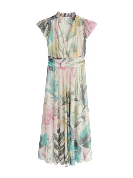 Next Rochie ecru / albastru aqua / galben / verde deschis / roz pal negru