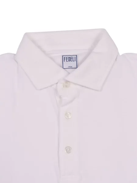 Tricou polo Fedeli tricotate alb