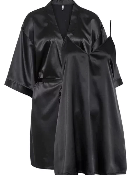 Szlafrok kimono + koszulka nocna kompl. czarna