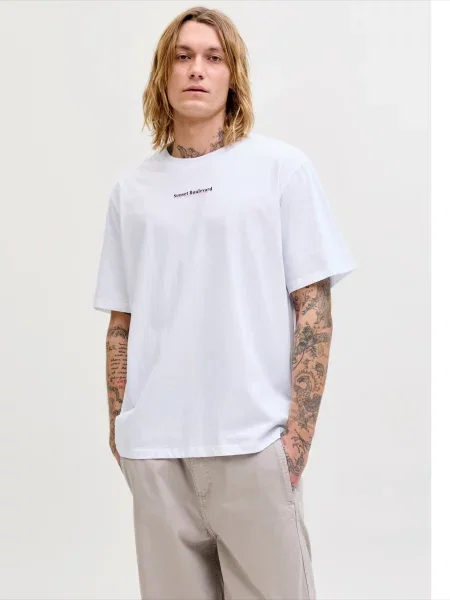 JACK & JONES Majica JJCITY svetlo rumena / lila / črna bela