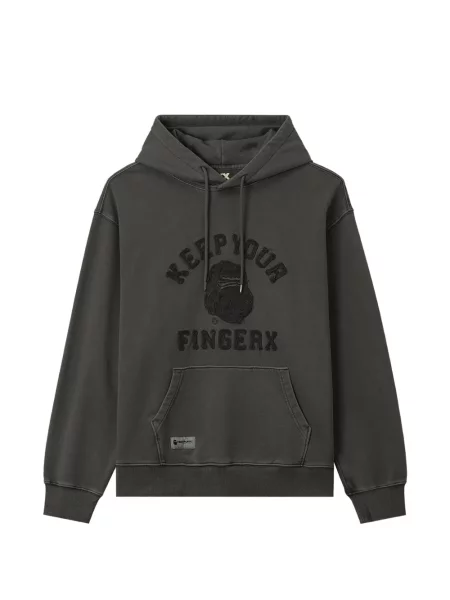 Hanorac cu glugă Fingercroxx cu broderie gri