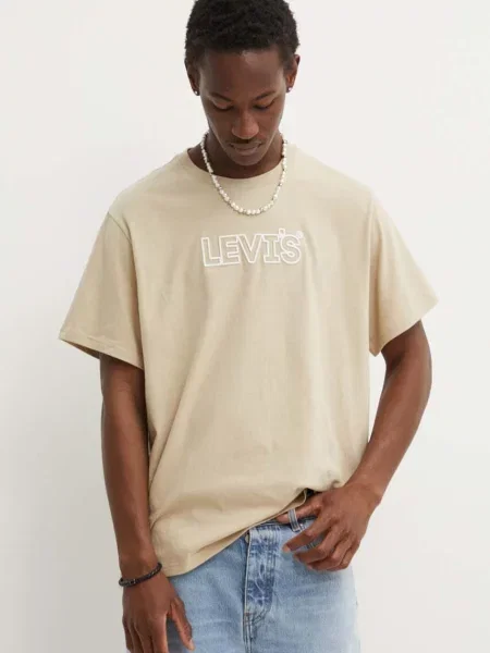 Тениска Levi's с принт бежово