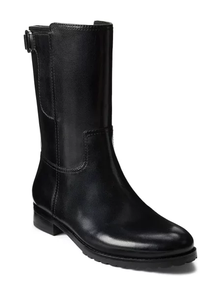 Kožené členkové topánky Lauren Ralph Lauren Tasha Mid čierna