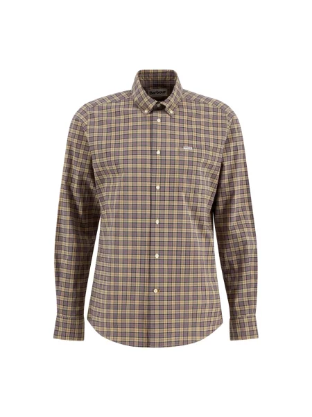 Koszula z długim rękawem Barbour w kratę z długim rękawem beżowa