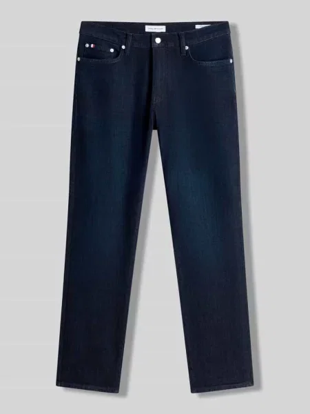 Jeansy o kroju straight fit z mieszanki bawełny model DENTON SLIM' Tommy Hilfiger granatowe