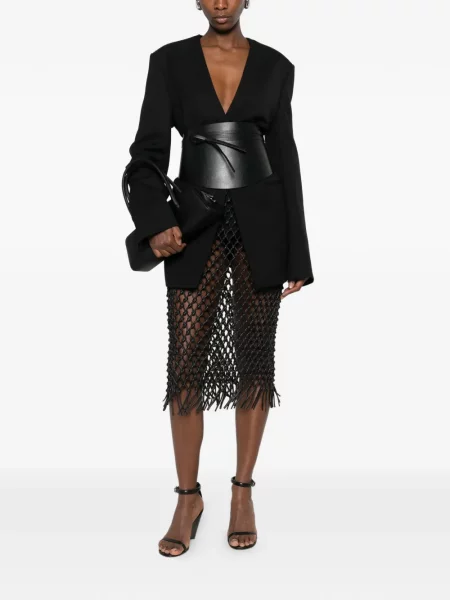 Fustă din piele The Frankie Shop negru