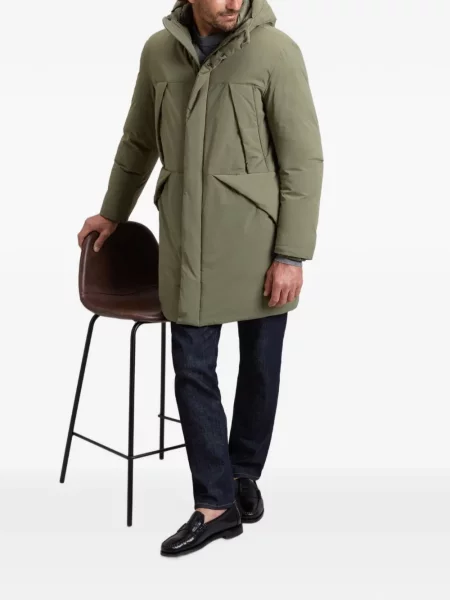 Geacă Woolrich cu glugă stretch verde