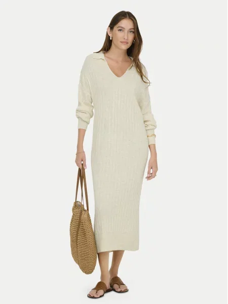 ONLY Pletena obleka Tessa bež