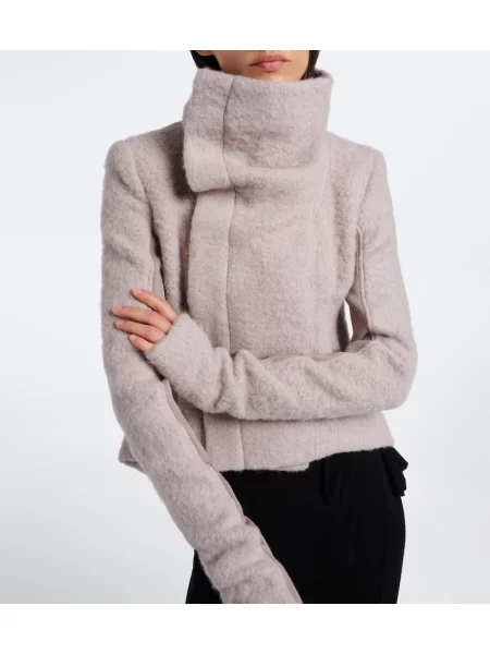 Geacă Rick Owens de lână asimetrică gri