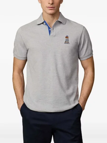 Gulerat tricou polo Hackett cu broderie gri