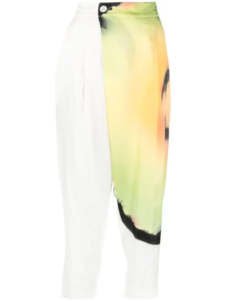 Cropp pantaloni Issey Miyake cu imagine cu imprimeu abstract galben