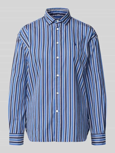 Bluzka koszulowa o kroju relaxed fit z czystej bawełny z wyhaftowanym logo Polo Ralph Lauren granatowa
