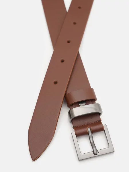 Кожаный ремень Borsa Leather с ремешками коричневый