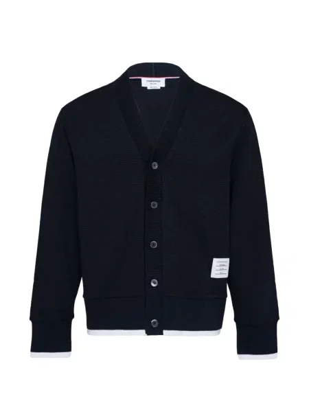 Cardigan Thom Browne cu decolteu în V chunky albastru