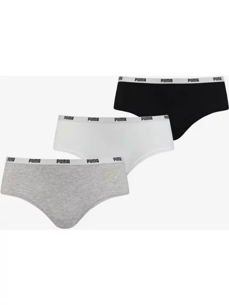 Puma Hipster majtki czarne szare 3 sztuki XS białe