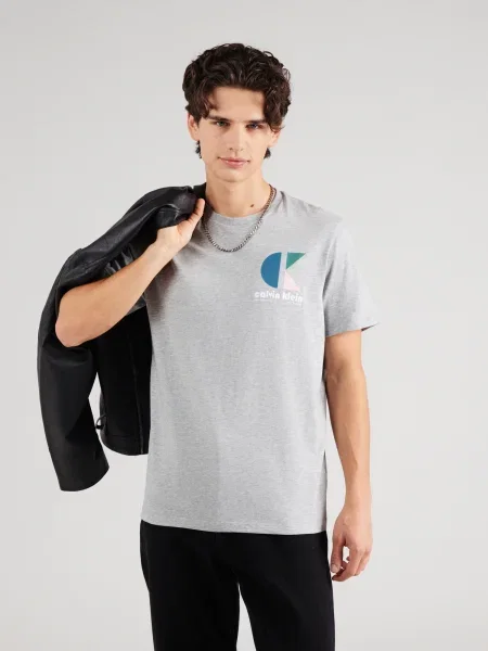 Calvin Klein Jeans Tričko svetlosivá / petrolejová / rosé biela