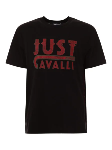 Tricou Just Cavalli cu imagine scurt negru