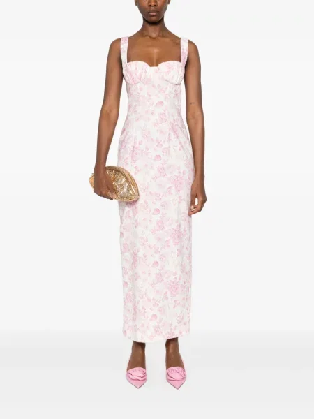 Rochie maxi Rowen Rose cu imagine de costum alb