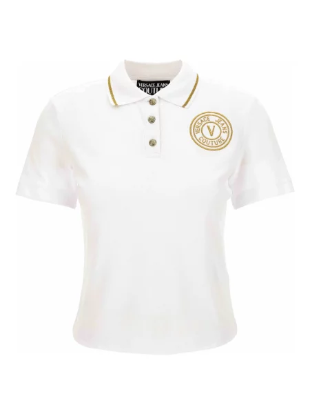 Koszulka polo Versace Jeans Couture z krótkim rękawem biała