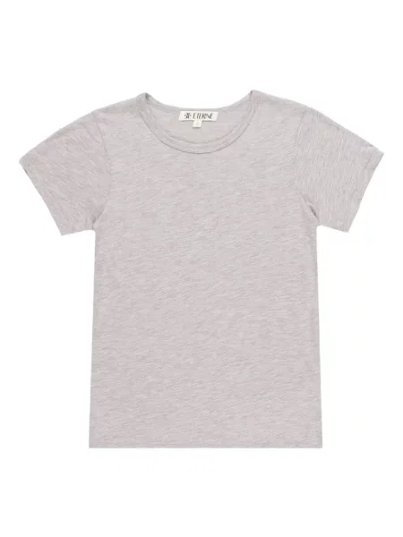 Krótka koszulka Eterne z okrągłym dekoltem szara