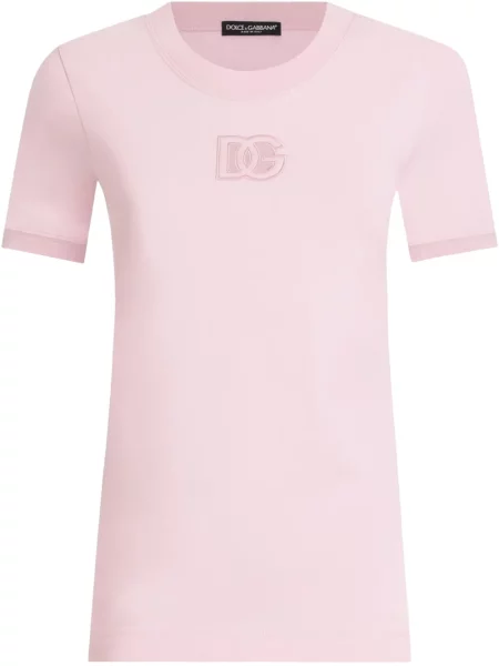 Tricou Dolce & Gabbana cu broderie roz