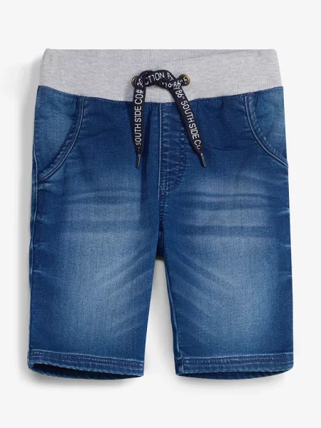 Bermudy dresowe z gumką w pasie regular fit niebieskie