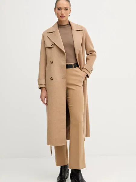 Шерстяное пальто Pedro Del Hierro коричневое