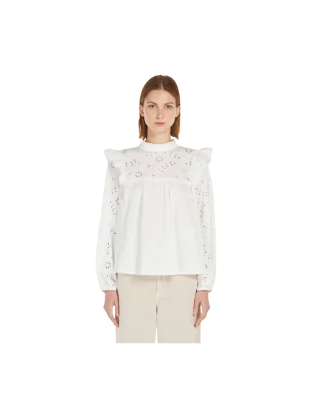 T-shirt z obniżonymi ramionami model ‘BARCA’ Max Mara biała