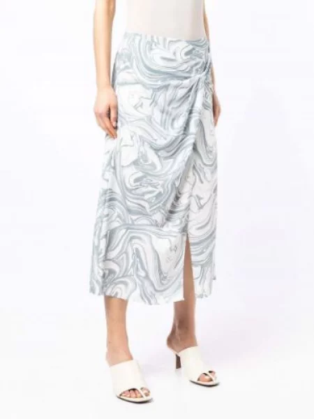 Spódnica midi Jonathan Simkhai z nadrukiem do kolan niebieska