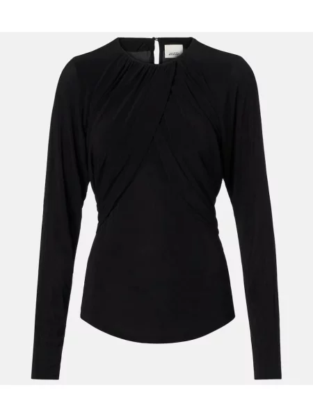 Top Isabel Marant din jerseu drapat negru