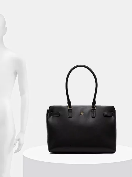 Tommy Hilfiger шопинг чанта дамска от имитация на кожа черно
