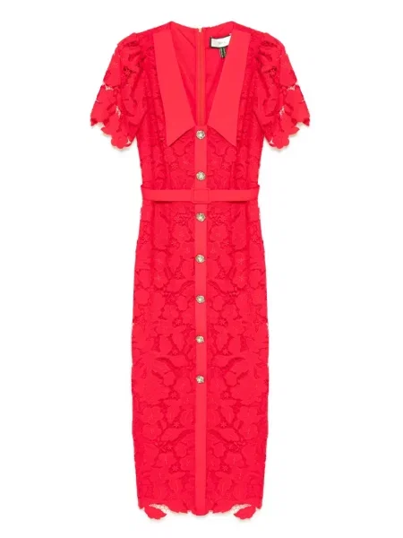 Rochie midi Nissa din dantelă până la genunchi de costum roșu