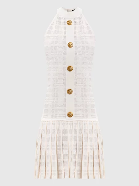 Сукня міні з плісуванням Balmain біла