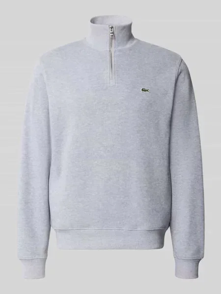 Lniana bluza Lacoste ze stójką szara