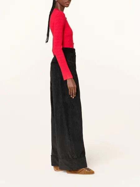 Claudie Pierlot Spodnie Z Sztruksu schwarz czarne