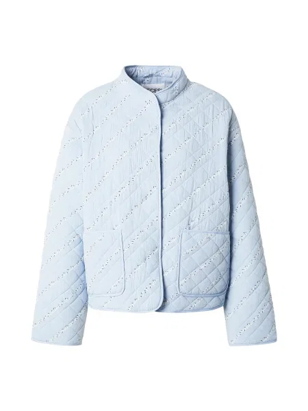 PIECES Geacă de primăvară-toamnă PCRIKKE albastru deschis / negru alb